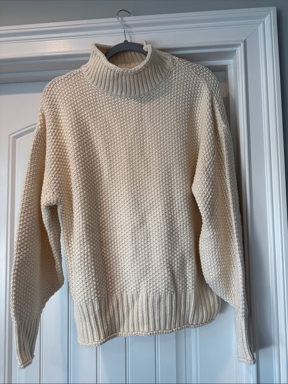 Women’s Cream Turtleneck Knit Sweater